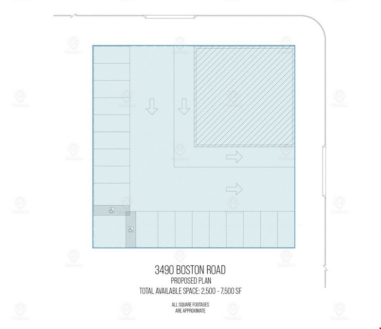 2,500 - 7,500 SF | 3490 Boston Road | Prime Corner Retail Location With Parking & Drive Through Potential for Lease