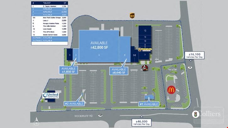 ±42,800 SF Anchor Suite Available | Rare Opportunity on Woodruff Road’s Busiest Intersection