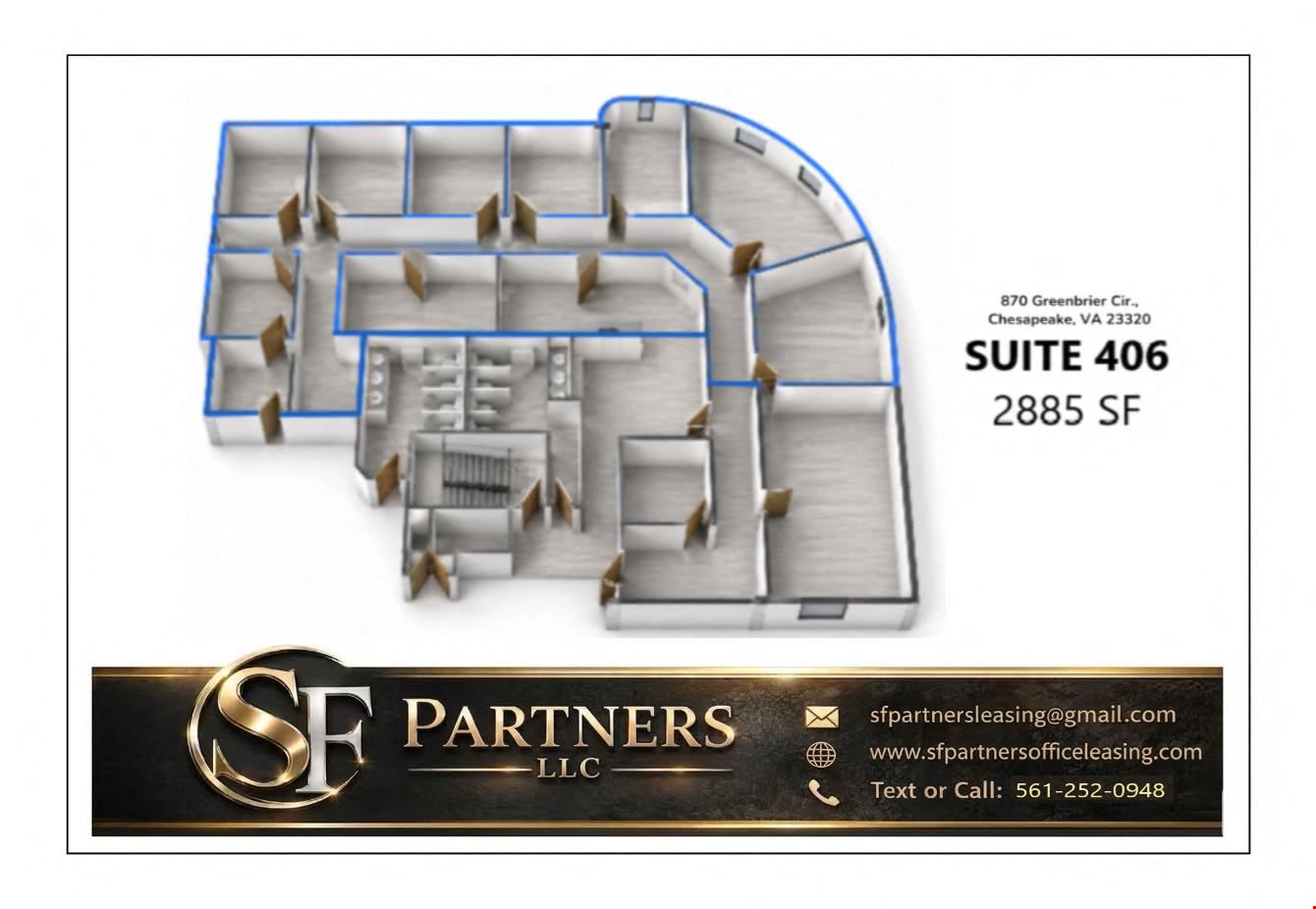 2885 SF Suite 406 Professional Office Space