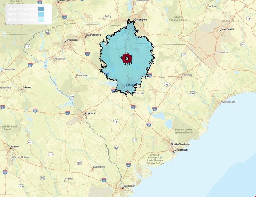 209.563 Acres on I-77 Interstate Corridor 40 Minutes South of Charlotte w/ 5 MWs Now Developable Tract