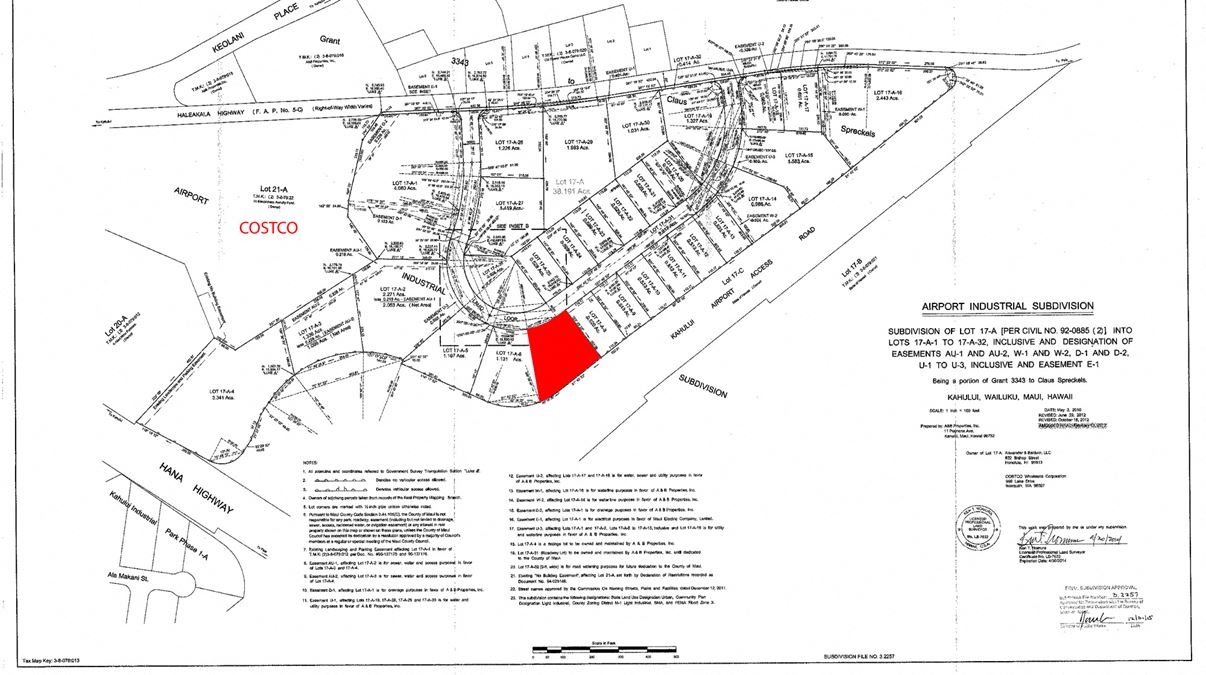 Maui Business Park Light Industrial Zoned Lot for Lease