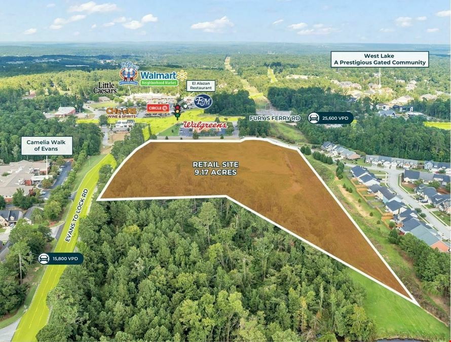 Preakness Plaza | Prime 9.17-Acre Retail Site | Evans, GA