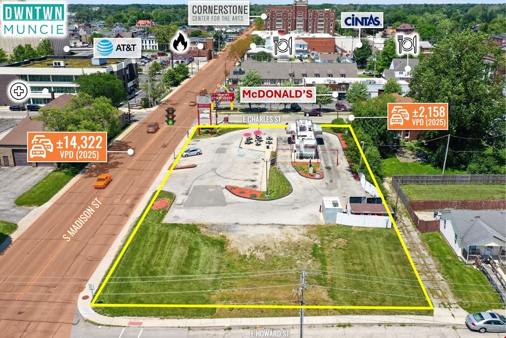 REIT Sale | Former Rally’s | McDonald’s Adjacent | 16K VPD | 2-Drive Thru | Downtown Muncie