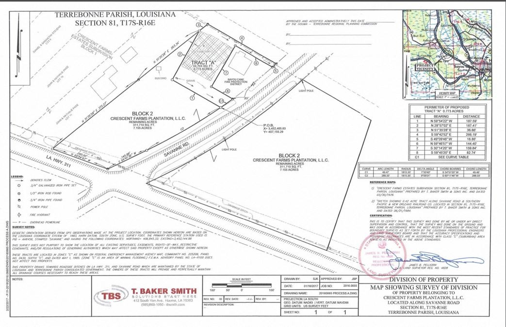 5 Acre Hard-Lit Corner on Hwy 311 in Houma