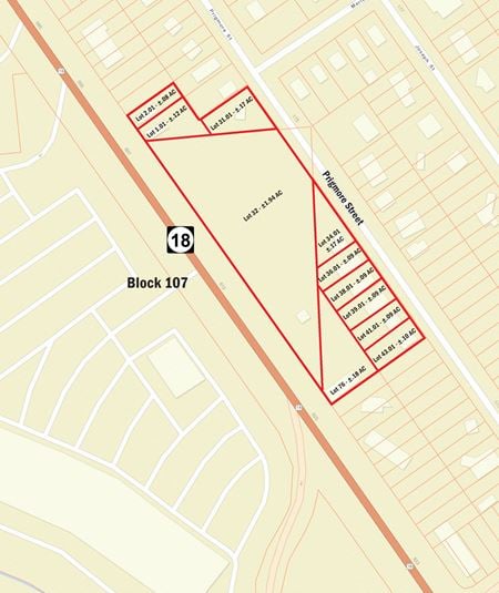 Preview of VacantLand space for Sale at 590, 592, 616, 618 Rt. 18 & 159, 161, 163, 165, 167, 169, 175 Prigmore St.