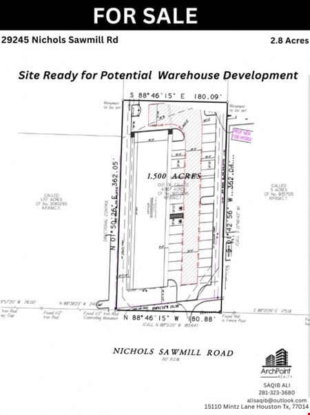 Preview of Land space for Rent at 23215 Nichols Sawmill Rd