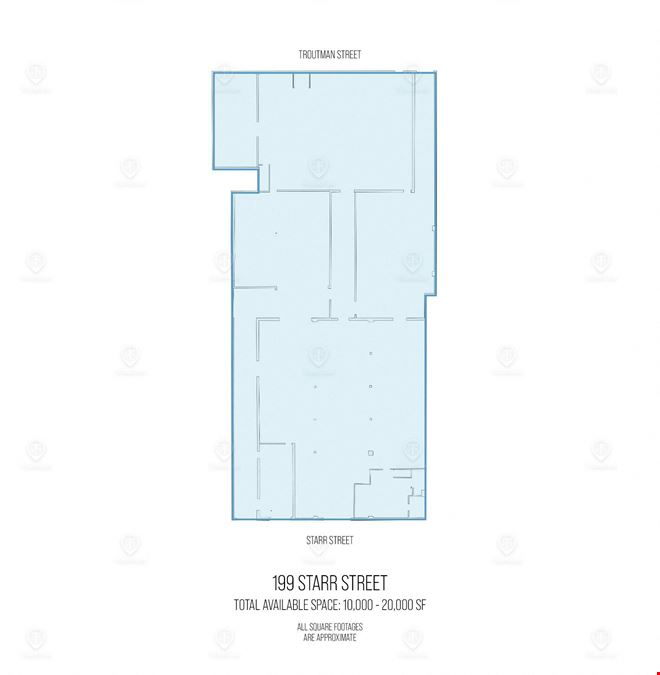 10,000 - 20,000 SF | 199 Starr Street | Block Through Retail/Industrial Building With High Ceilings For Lease