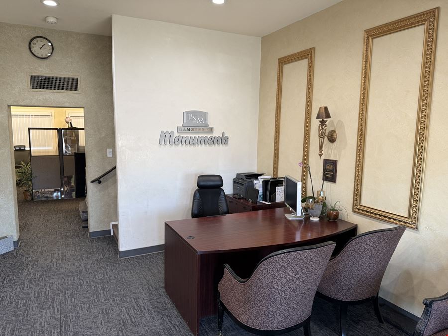 Office with detached shop and gated yard