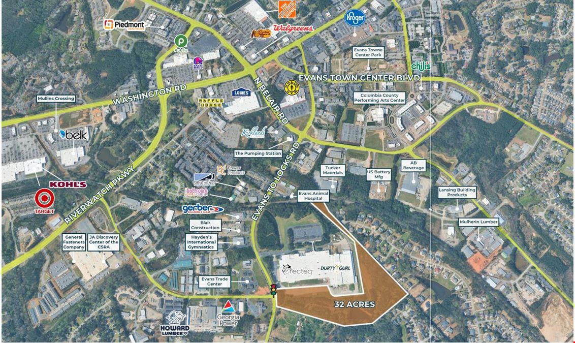 32 AC | M-2 Zoned | Evans, GA