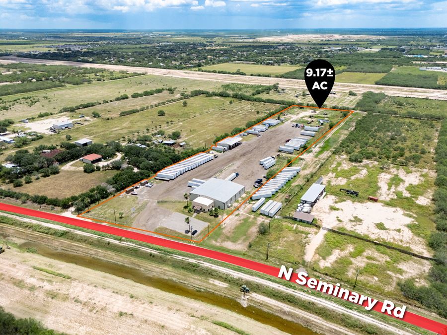9.17-Acre Fenced Industrial Outdoor Storage (IOS) Yard | Warehouse + Office | 8612 N. Seminary Rd, Edinburg TX