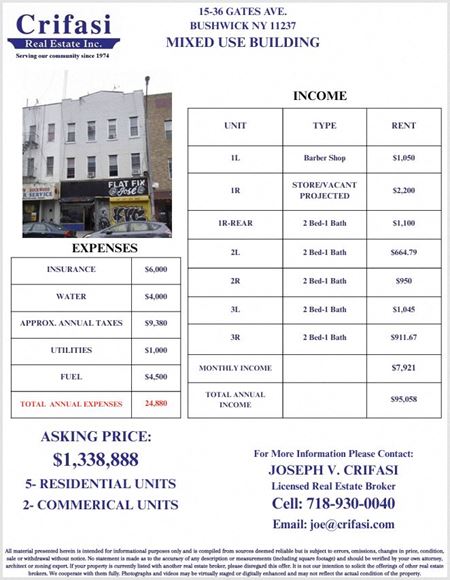 Preview of Mixed Use space for Sale at 1536 Gates Ave