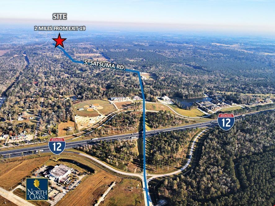 Hwy 190 at Satsuma Rd with Access to I-12- 56.76 Acres For Sale