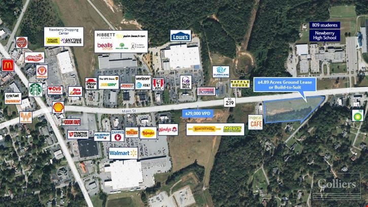 Ground Lease or Build-to-Suit | ±4.89 Acres with Excellent Visibility in Newberry SC