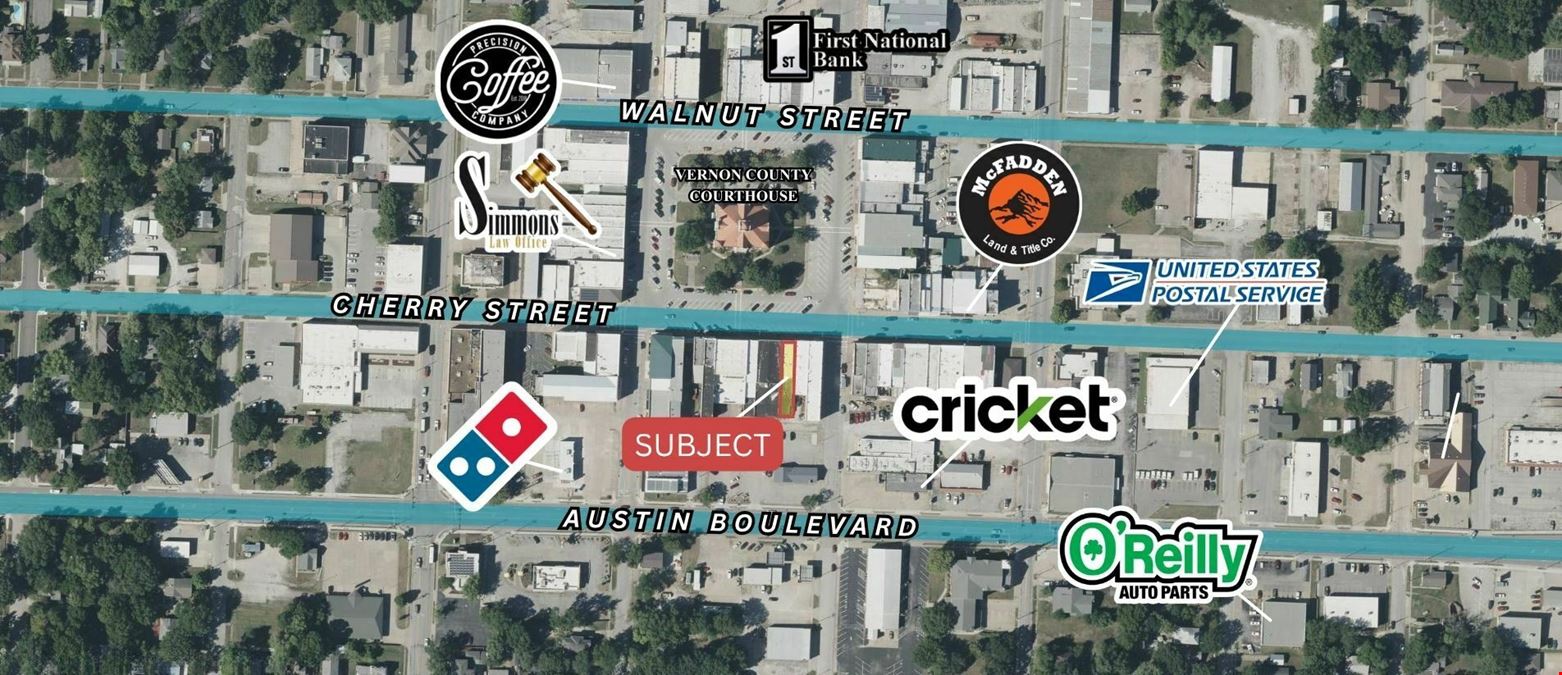 OFFICE FOR SALE ON THE DOWNTOWN SQUARE IN NEVADA MO