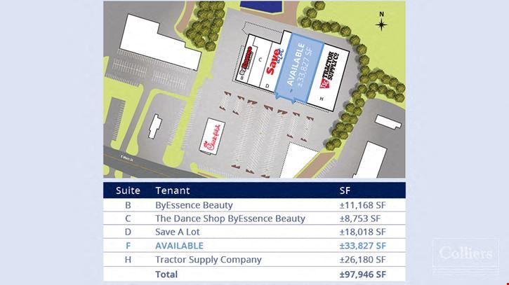 ±33,827 SF Anchor Retail Space Available in Laurens Plaza | Laurens, SC