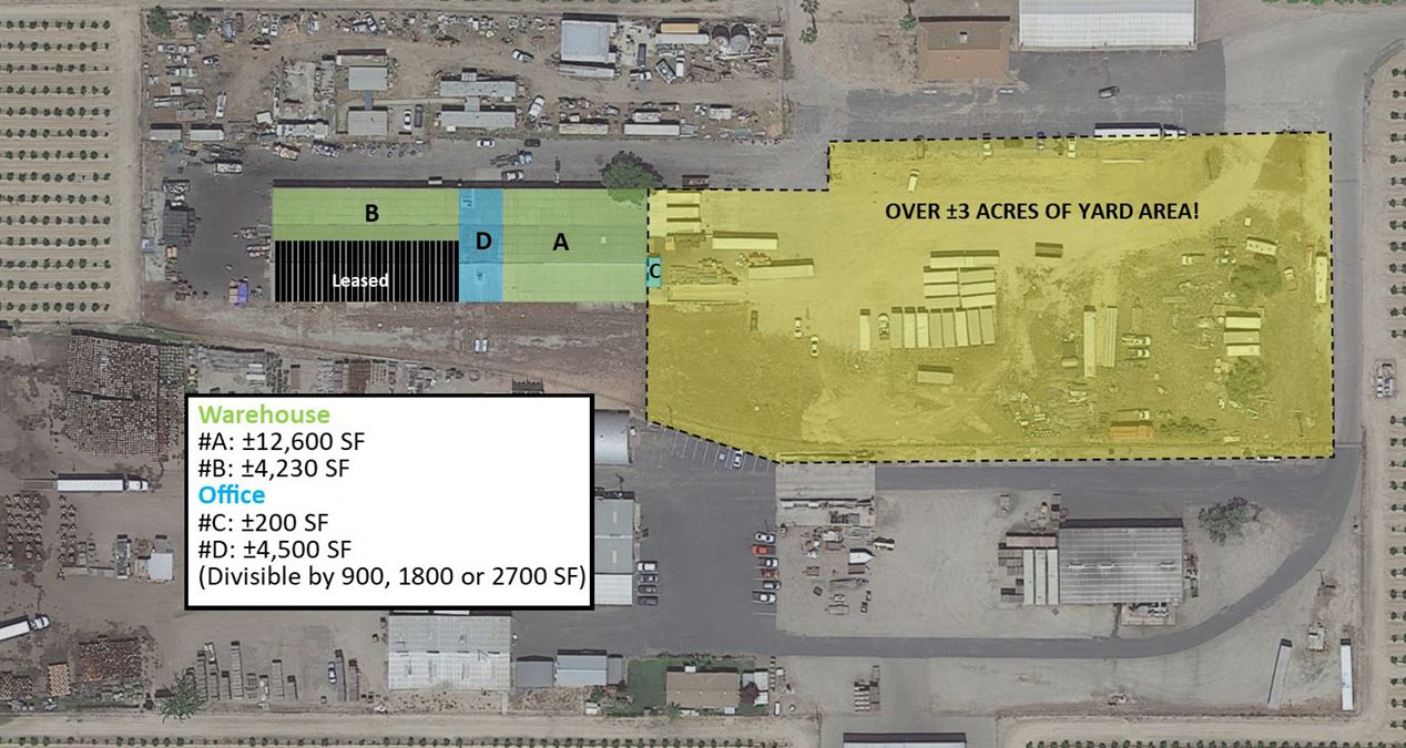 Office/Warehouse Space w/ Large Yard in Fresno, CA