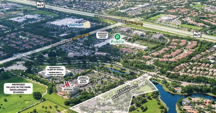 9.3 acre commercial development site situated on the Parkland/Coral Springs border in Heron Bay