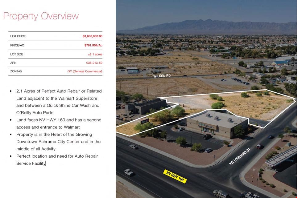 2.1 Acres of Vacant Retail Land at 410 NV HWY 160.