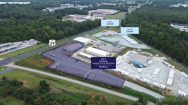 Secure IOS Lot with Warehouse Available on Hwy 29 at I-85