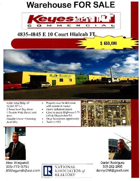 Preview of Industrial space for Sale at 4835-4845 E10th Court