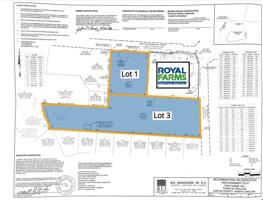 Royal Farms Shadow Outparcel Self Storage Build-to-Suit NC Hwy 11 & 41 Wallace NC