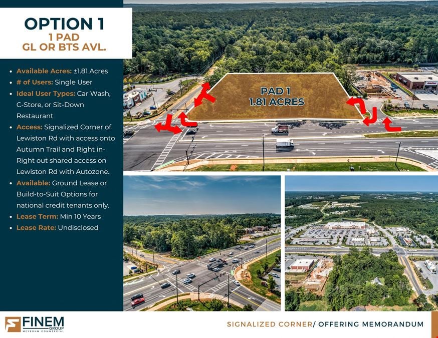 1.81 Acre Signalized Corner Ground Lease or Build-to-suit