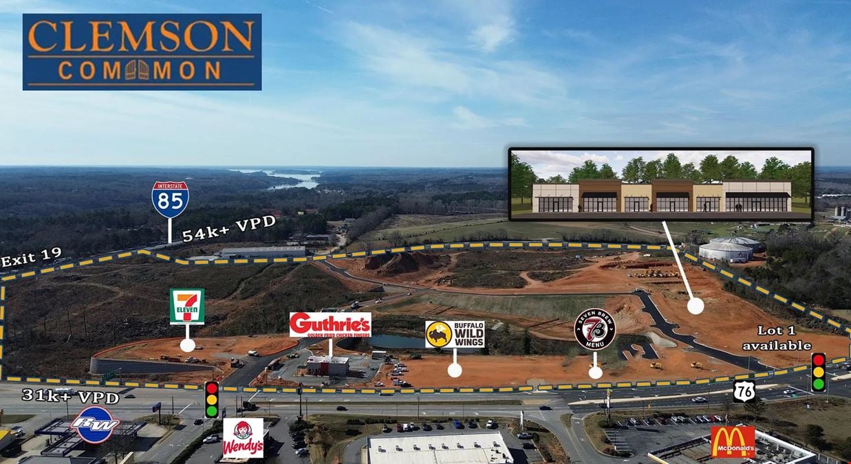 Clemson Commons mixed-use development rendering in Anderson SC