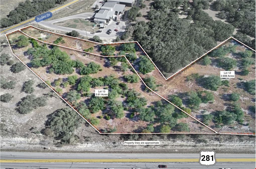 Lots 12 & 13 Rodeo Dr | 5.28 AC | C-2 Zoned | HWY 281 Visibility | Bulverde Corridor