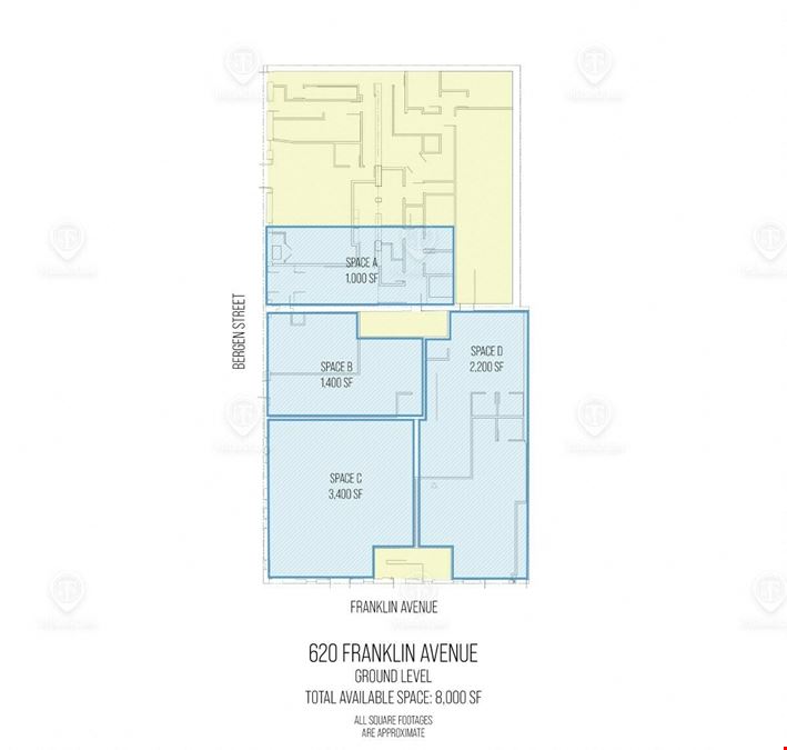 540 - 8,240 SF | 620 Franklin Ave | Multiple Retail Spaces for Lease