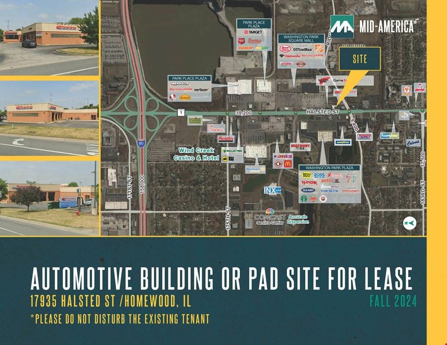 Automotive Building or Pad Site For Lease