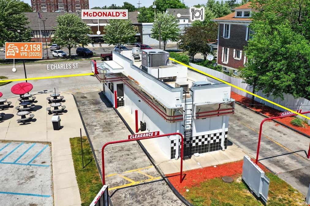 REIT Sale | Former Rally’s | McDonald’s Adjacent | 16K VPD | 2-Drive Thru | Downtown Muncie