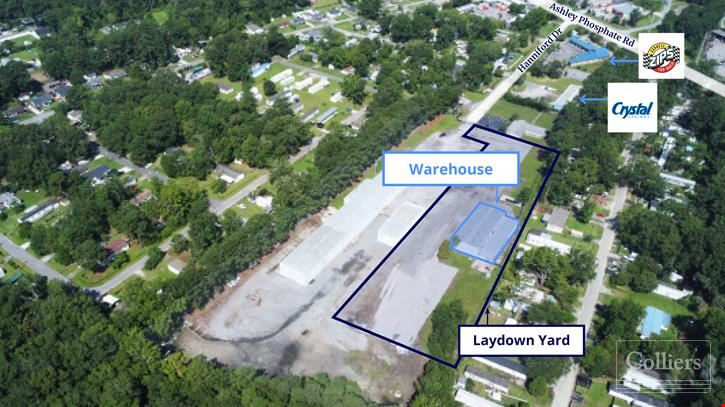 ±9,682-SF Warehouse with ±2.5-Acre Useable Laydown Yard for Lease in North Charleston