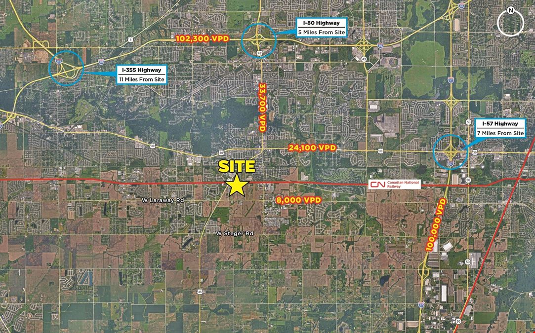 Vans Dr. & US 45 | ±10 AC Land Zoned I-2 in Will County for Sale