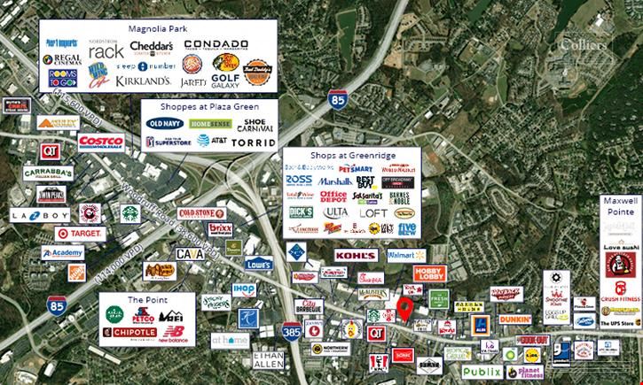 1,020-SF Retail Suite with High Visibility on Greenville’s Primary Corridor