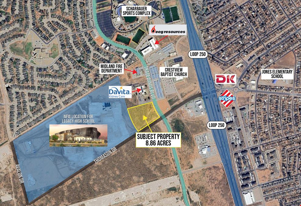 8.86 Acres for Development Near New Site for Midland Lee HS