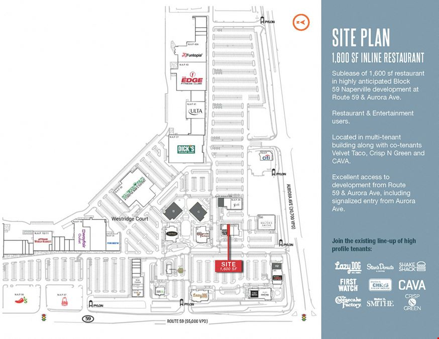 Sublease at Block 59 | 1,600 SF Inline Restaurant Space