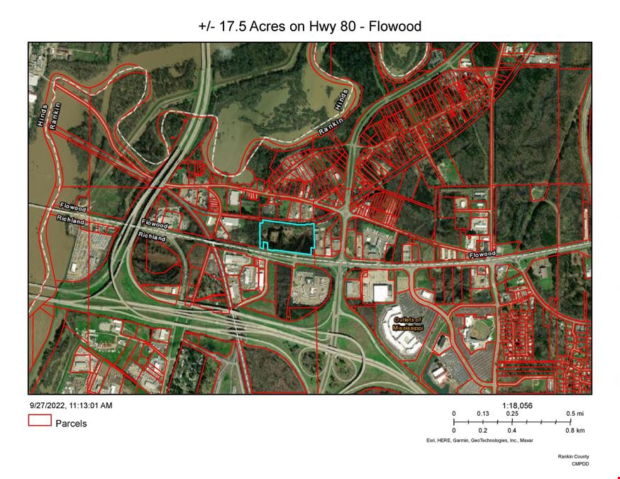 +/- 17.5 acres on Highway 80 in Flowood, Mississippi