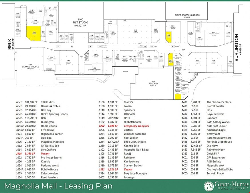 Magnolia Mall 2701 DAVID H MCLEOD BLVD, FLORENCE, SC