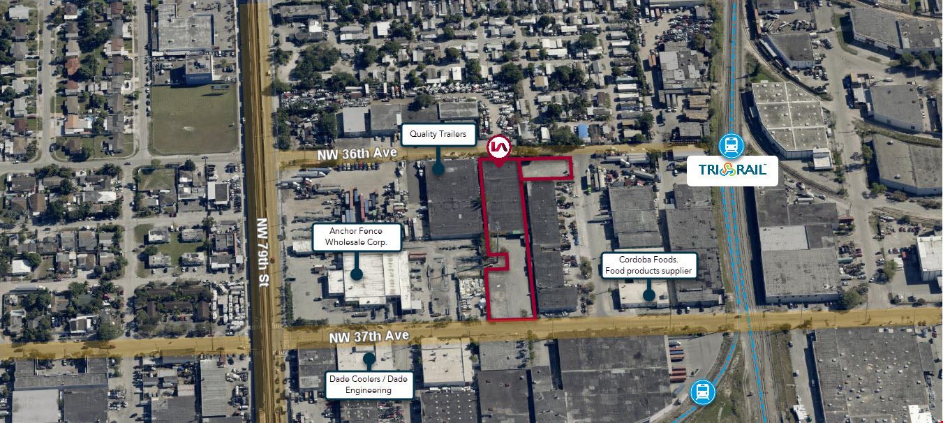 1.72 Acre Total Lot with Existing +/- 26,304 SF Multi-Tenant Warehouse