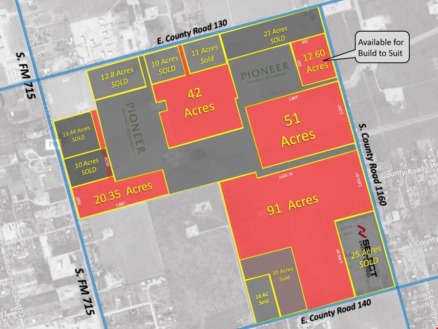 20.35 Acre Industrial Tract in Midland for Build to Suit