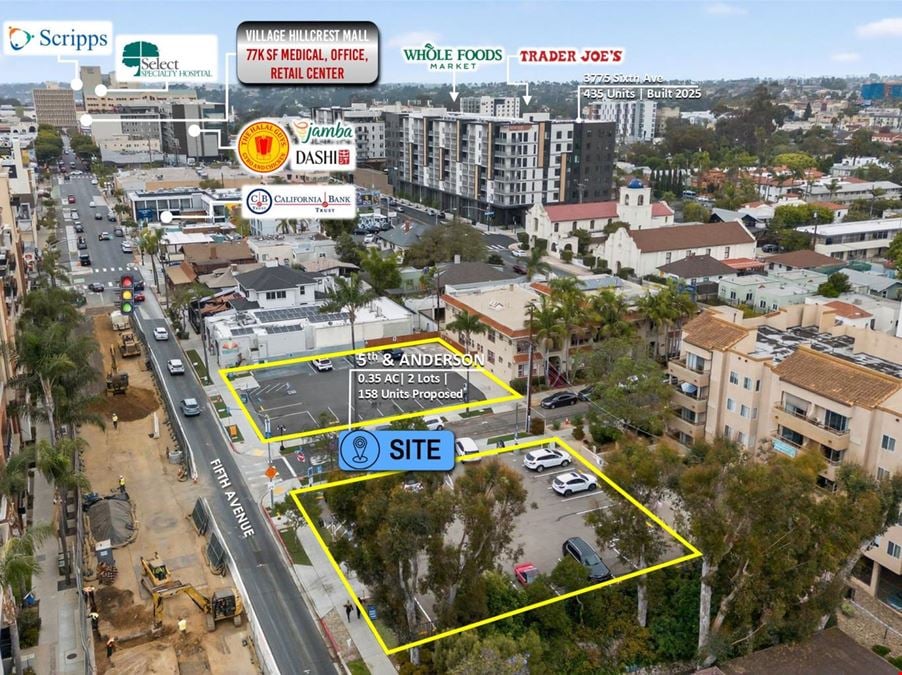 158 Unit Entitled Apartment Site | Hillcrest-Bankers Hill Neighborhood