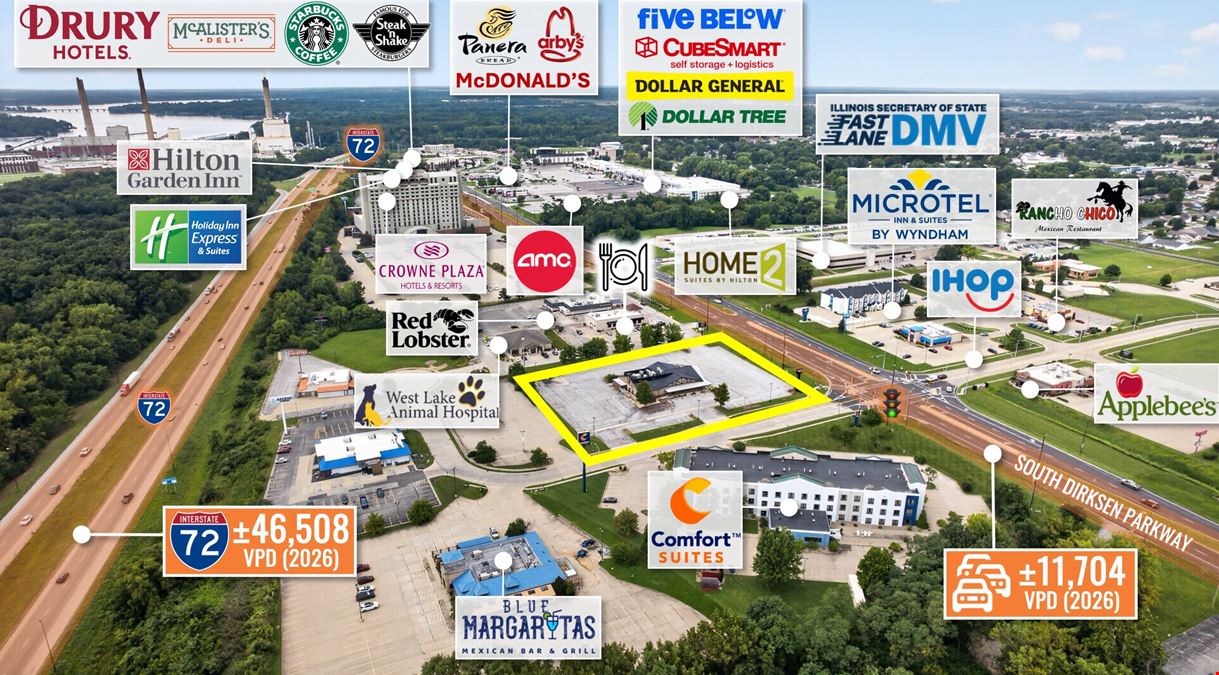 REIT Sale | Former Smokey Bones BBQ | Access to I-55/I-72 & 1,300 Hotel Rooms