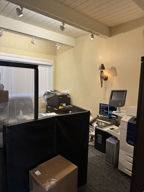 Office with detached shop and gated yard