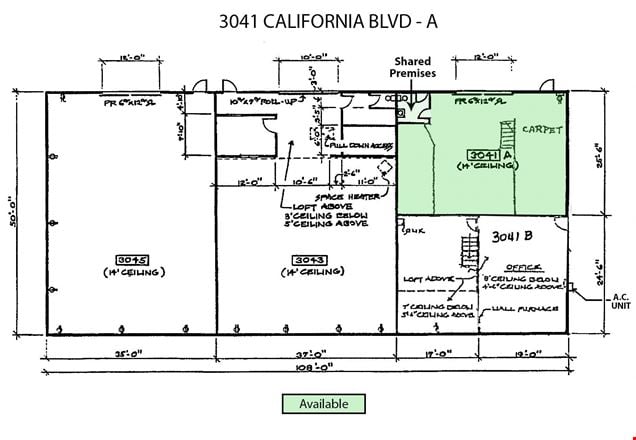 Preview of Industrial space for Rent at 3055 California Blvd