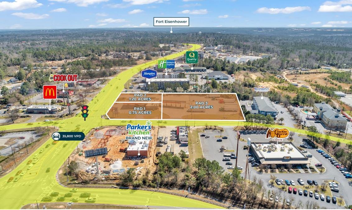 3 Retail Pads | Signalized Corner | 35,800 VPD