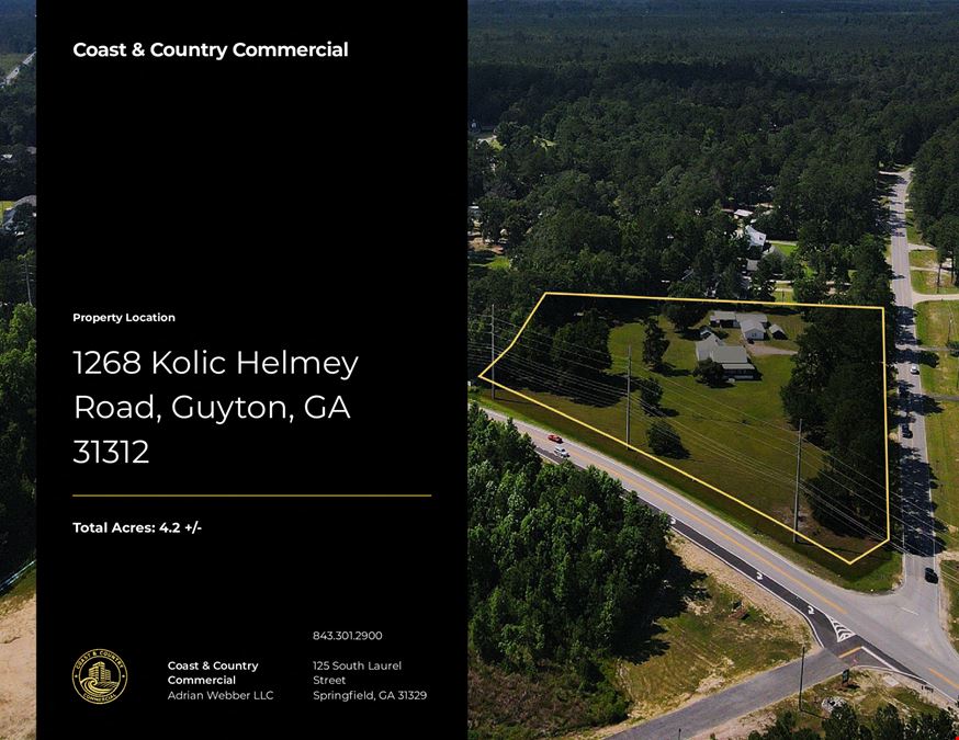 4.2± Acre Corner Redevelopment Opportunity | Highway 30 & Kolic Helmey Road | Effingham County, GA