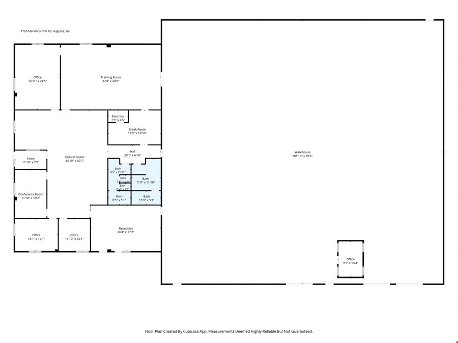 15,400 SF Industrial Facility | Augusta, GA | 20' Clear | LI Zoning