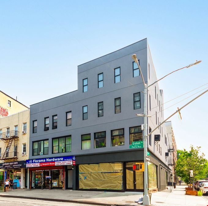 700 - 1,600 SF | 98 Graham Avenue | High-Exposure East Williamsburg Corner Retail With ADA Access for Lease