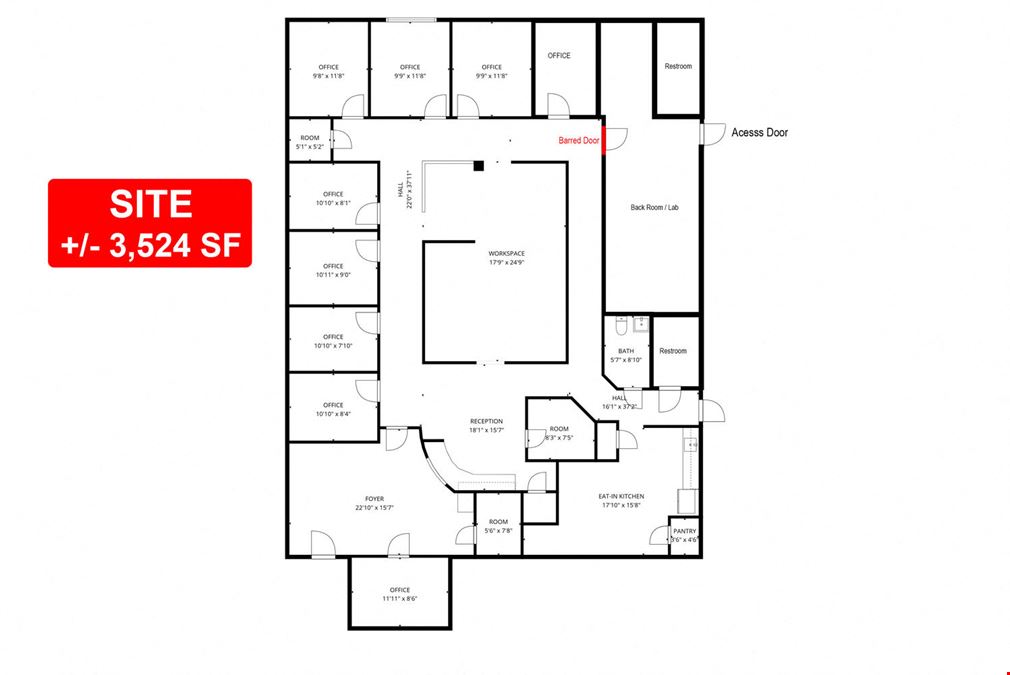 3,524 SF single-story Class B office building