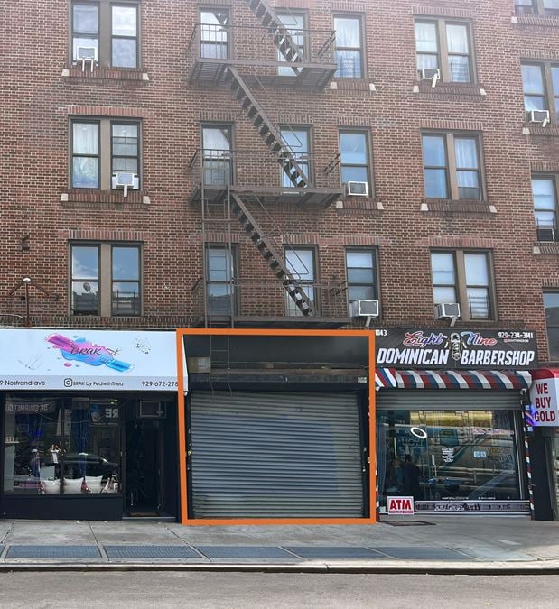 515 SF | 1041 Nostrand Avenue | Vanilla Box Retail Space For Lease